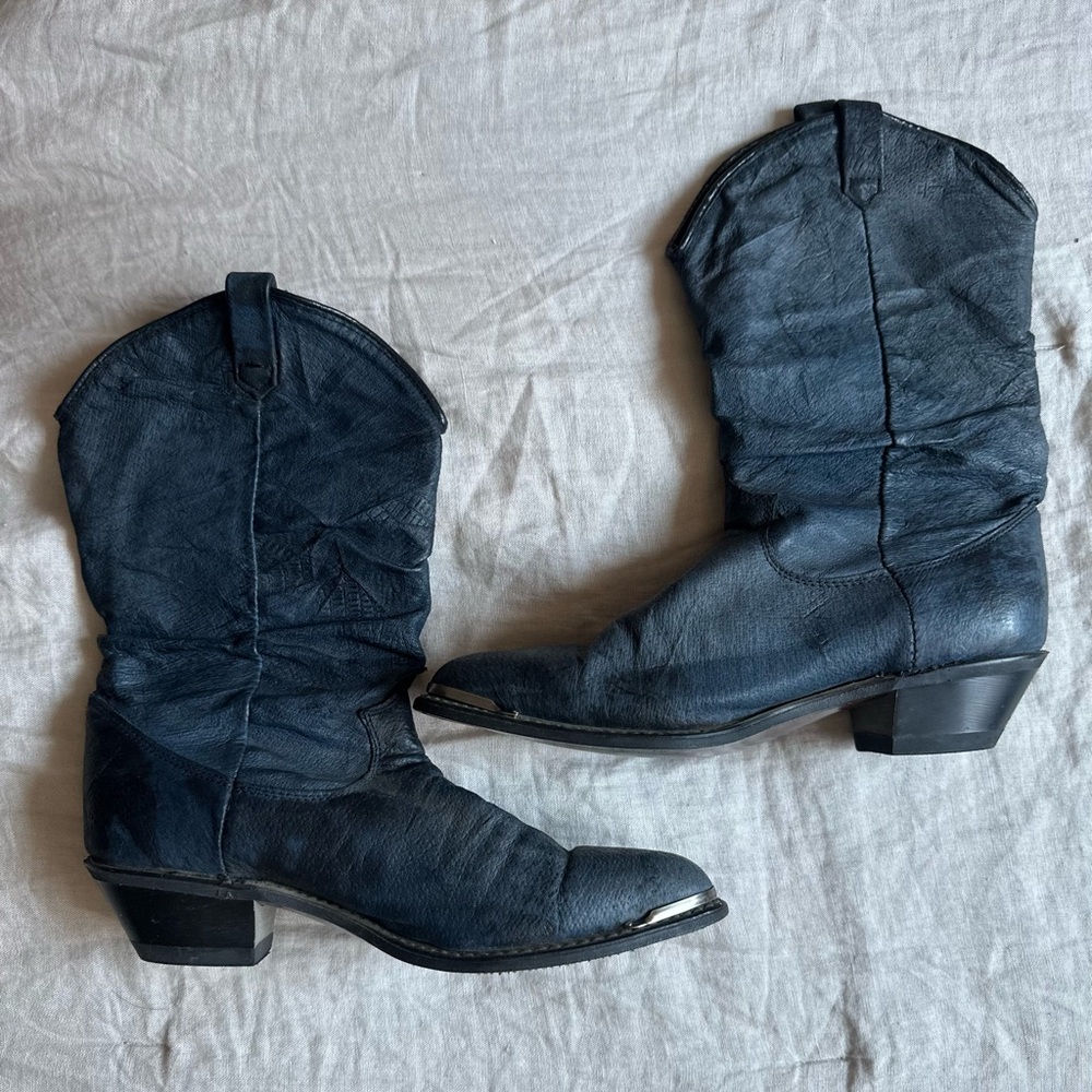 Dingo Dark Blue Leather Cowboy Boots - 6 (fits like 5.5)